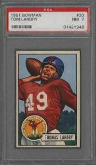 1951 Bowman #20 Tom Landry Rookie Card – PSA NM 7